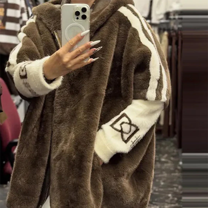 Sofija - Topla Krznena Jakna s Kapuljačom