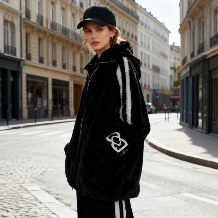 Sofija - Topla Krznena Jakna s Kapuljačom