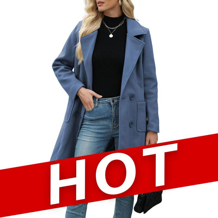 Moore - Ležerni topli kaput od mješavine vune s rever ovratnikom za zimu